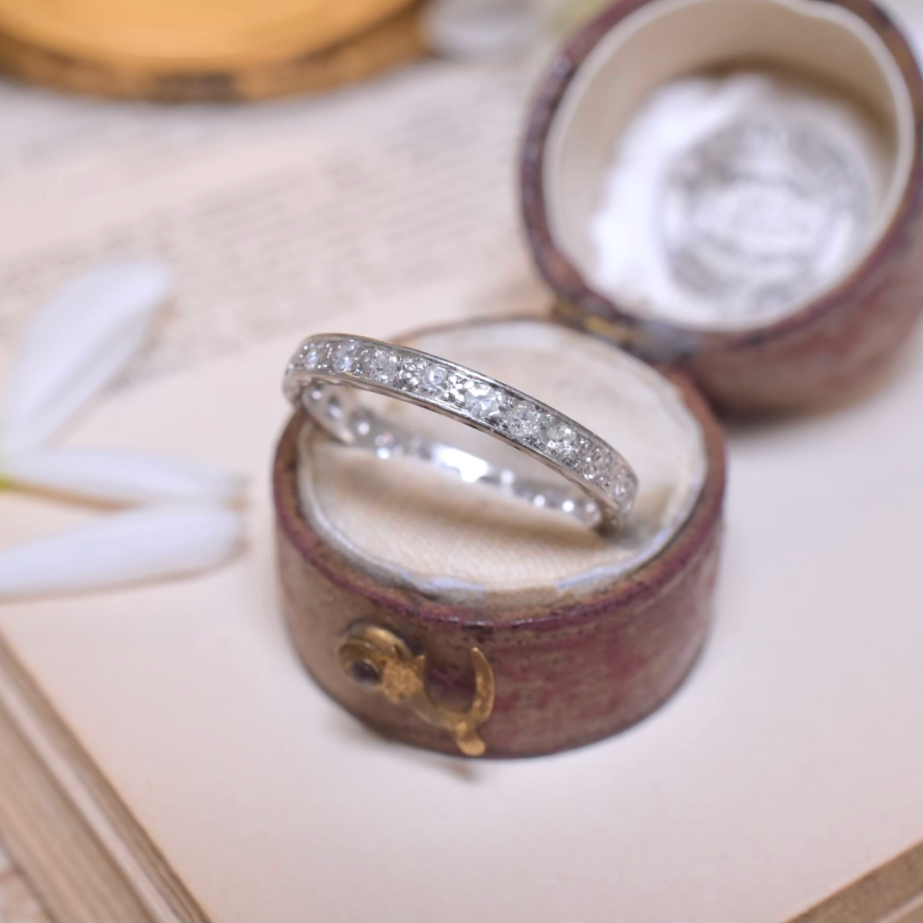 Antique Art Deco Diamond Platinum Full Hoop Eternity Ring Circa 1920’s