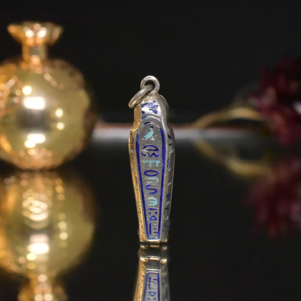 Antique Art Deco Egyptian Revival Sarcophagus And Mummy Pendant Circa 1920-30’s