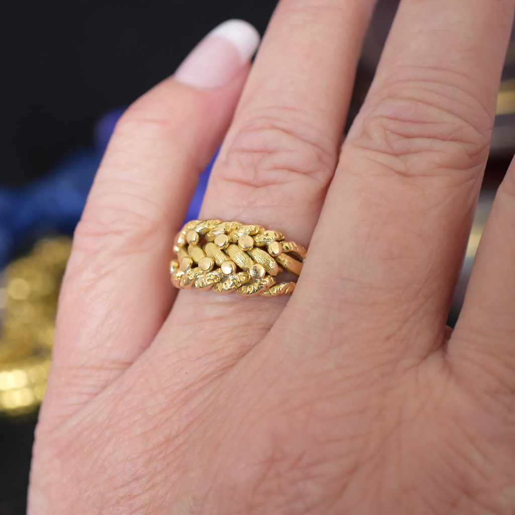 Antique Edwardian 18ct Yellow Gold ‘Keeper’ Ring - By William Lewis 1907