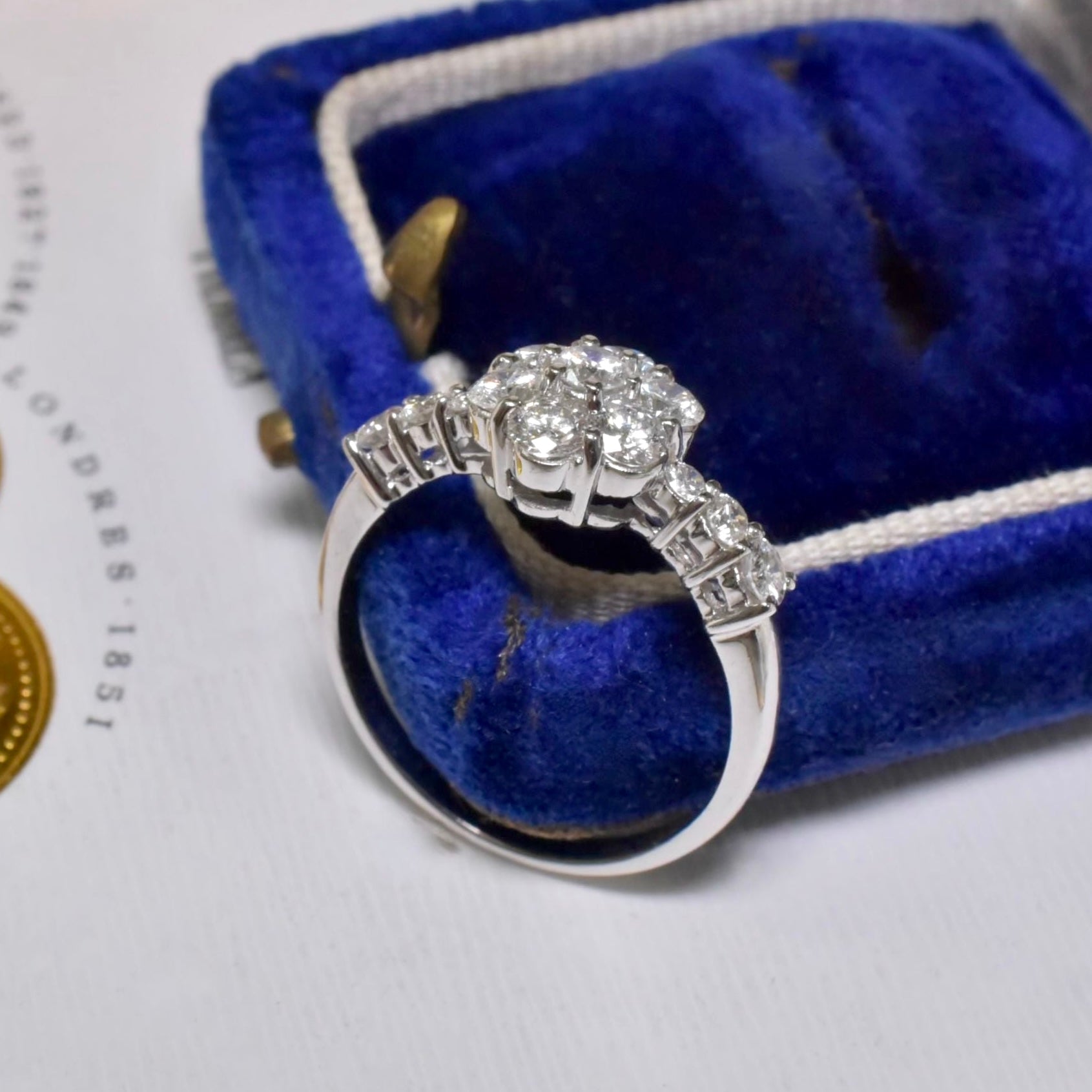 Contemporary 18ct White Gold And Diamond ‘Daisy’ Cluster Ring - 0.85ct