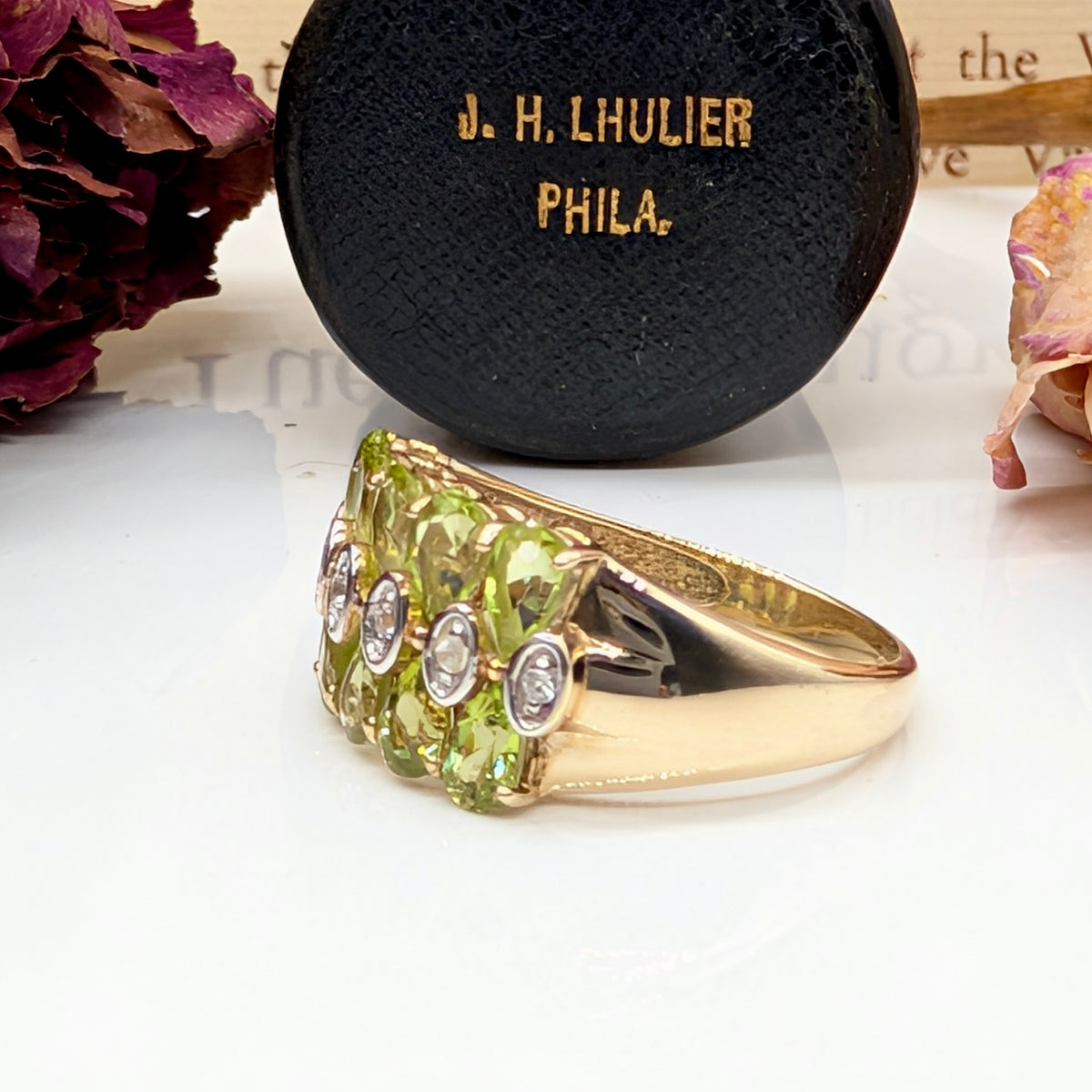 Stunning 9ct Yellow Gold Peridot And Diamond Ring - Birmingham 2006