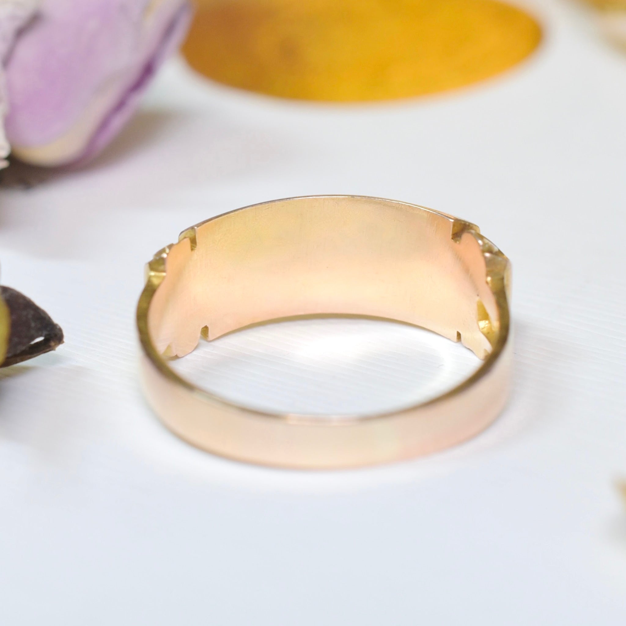 Antique Victorian 15ct Gold And Natural Half Pearl Ring - Hollis & Newman (Chester) 1883