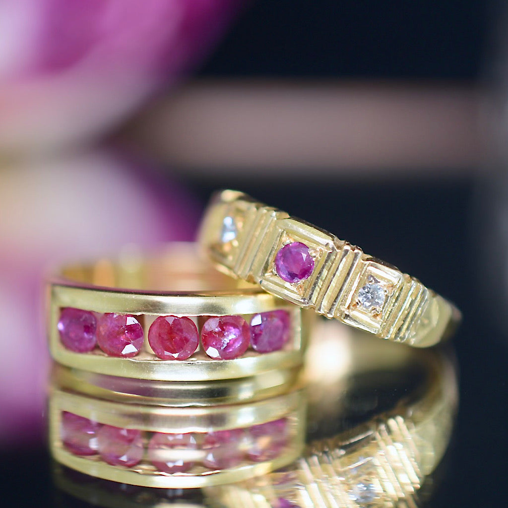Modern 18ct Yellow Gold And Channel Set Ruby Ring