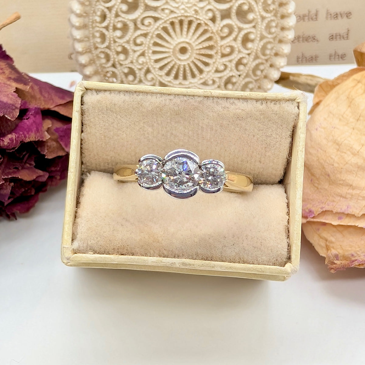 Modern 9ct Yellow Gold And Diamond Trilogy Ring 0.75ct Independent Gemmological Valuation Included In Purchase Dated 2023 $4500.00 AUD