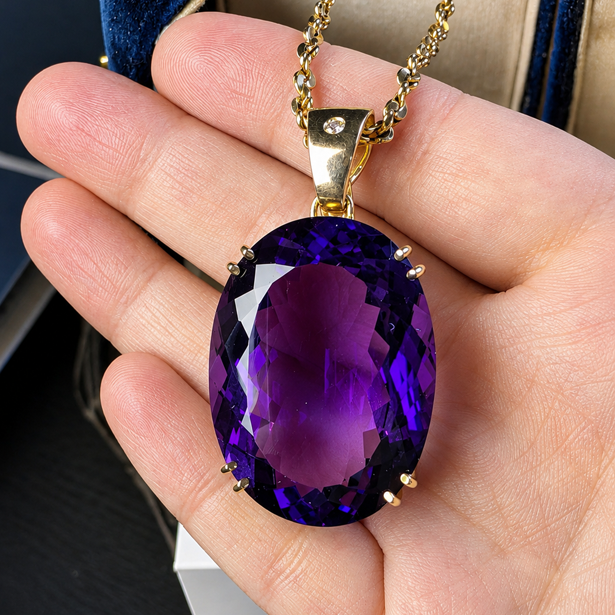 Magnificent Contemporary 9ct Yellow Gold Amethyst and Diamond Pendant Complete with An Independent Gemmological Valuation $18,500 AUD