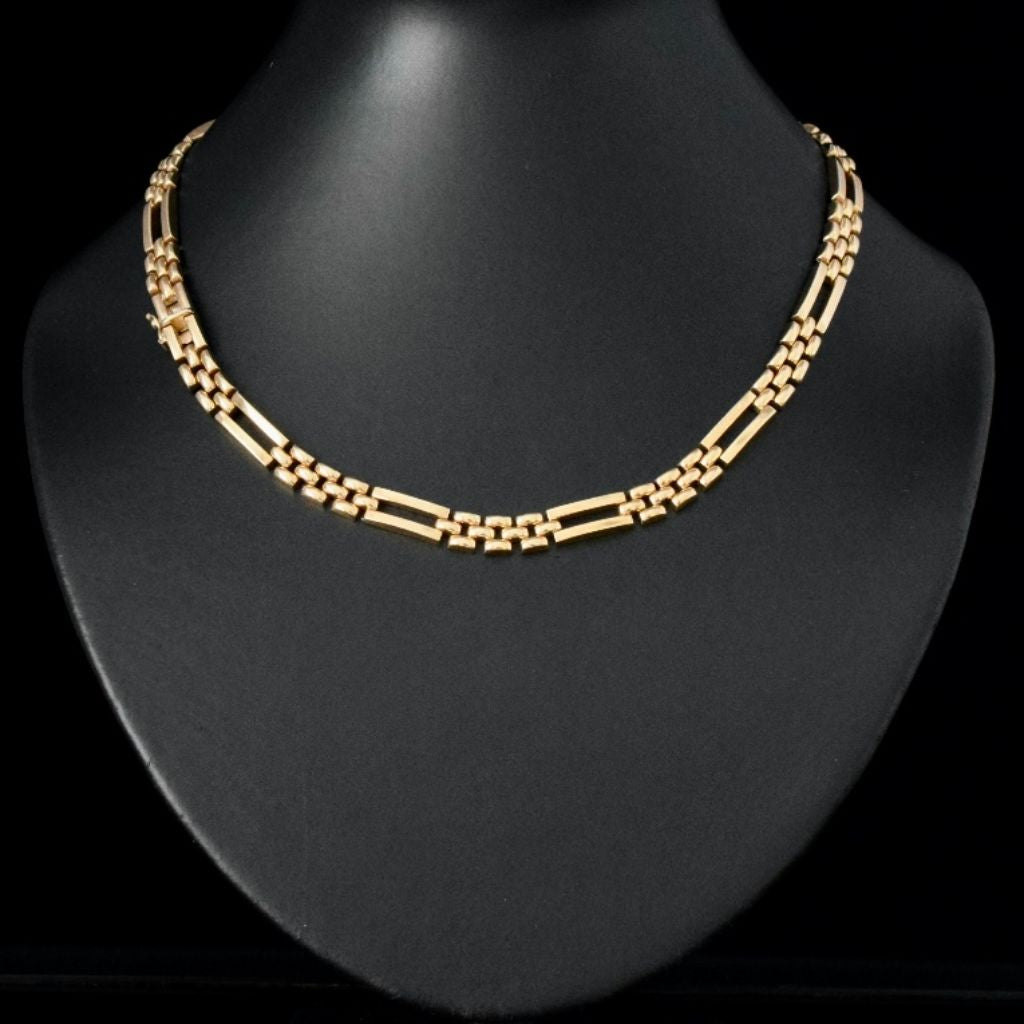 Vintage 9ct Yellow Gold ‘Gate-link’ Collar Necklace London 1993