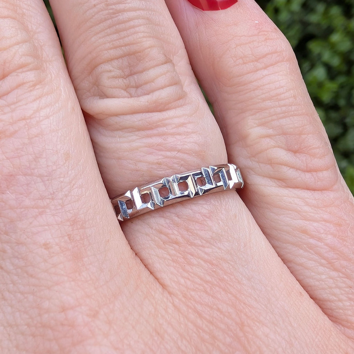 Contemporary 18ct White Gold Tiffany & Co. ‘Tiffany T True Narrow’ Ring Complete With Pouch, Signature Tiffany Blue Paper Bag And 2024 Receipt RRP $2900.00 AUD