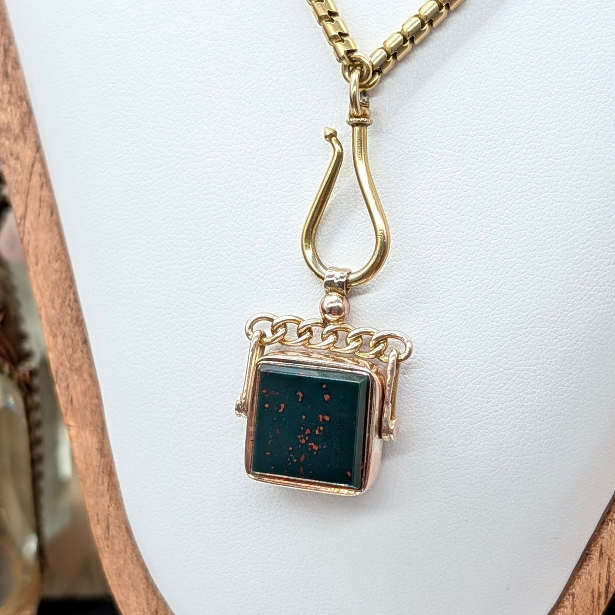 Antique Edwardian 9ct Rose Gold Bloodstone & Carnelian Spinner Fob - Edward Durban & Co., Chester 1901