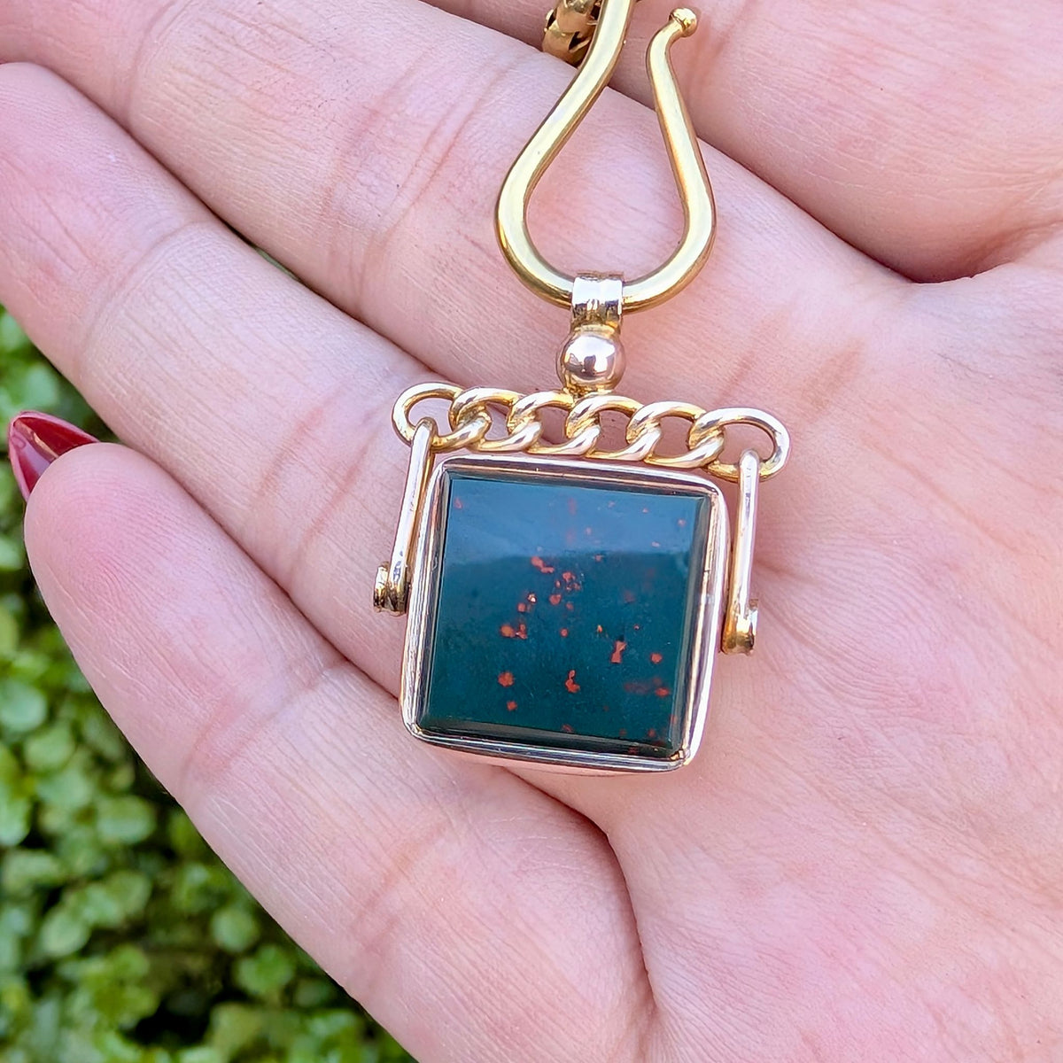 Antique Edwardian 9ct Rose Gold Bloodstone & Carnelian Spinner Fob - Edward Durban & Co., Chester 1901