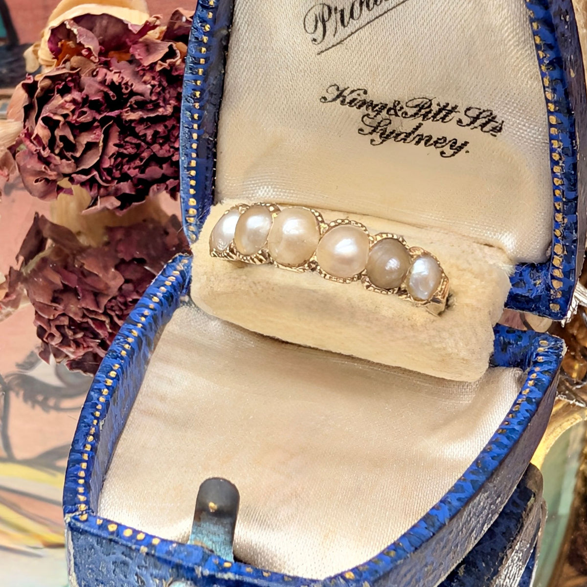 Antique Georgian 15ct Yellow Gold Half Hoop Natural Half Pearl Ring Circa 1815-25
