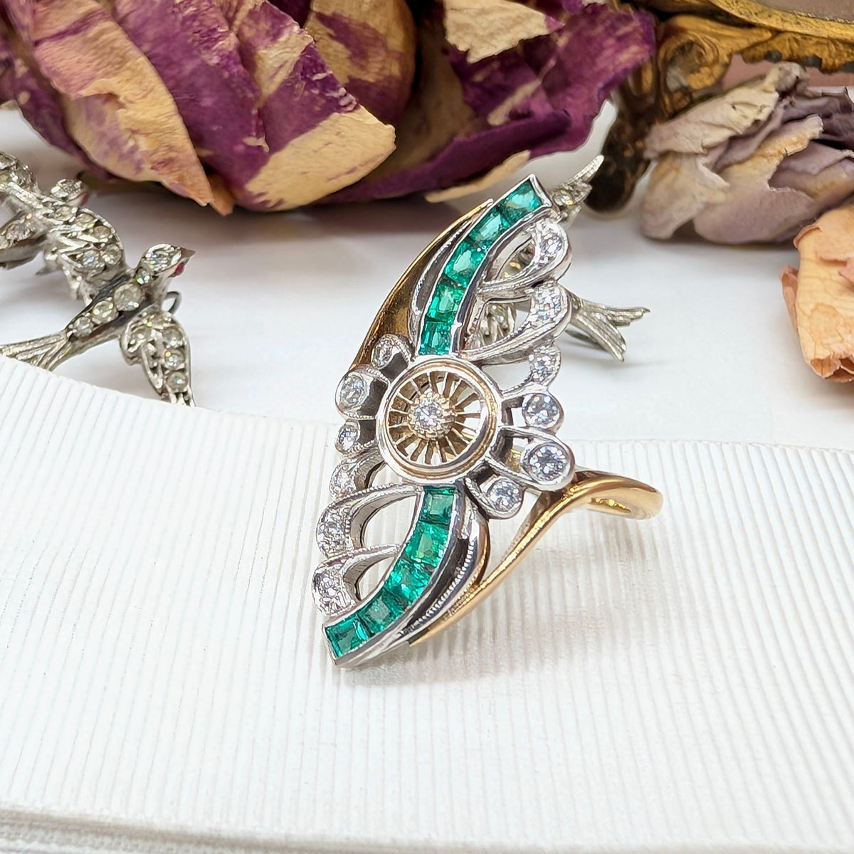 Superb Contemporary 18ct Yellow (And White) Gold Emerald And Diamond Ring Included In Purchase A 2020 NCJV Valuation For $7,700 AUD
