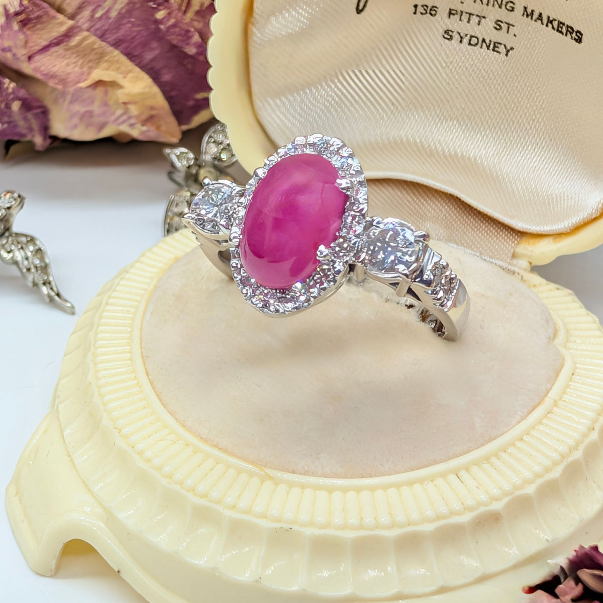 Superb 18ct White Gold Ruby And Diamond Ring Valuation Included In Purchase For $12,030 AUD