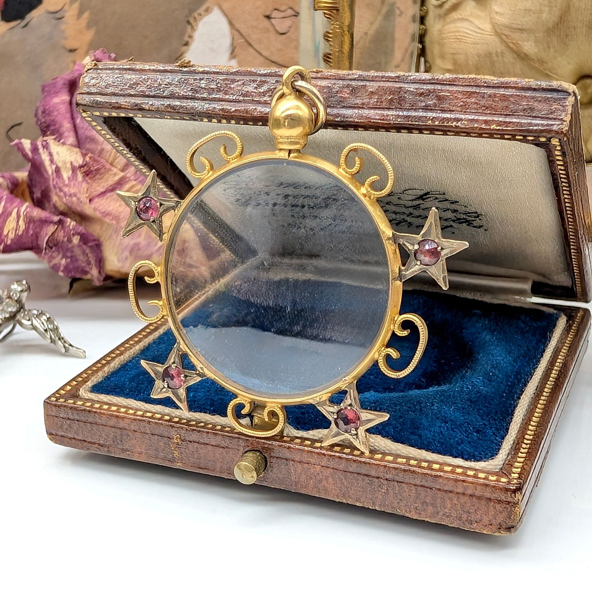 Antique Australian 15ct Gold And Garnet Double Sided Photo Locket Circa 1910 (By Robert Rollason)