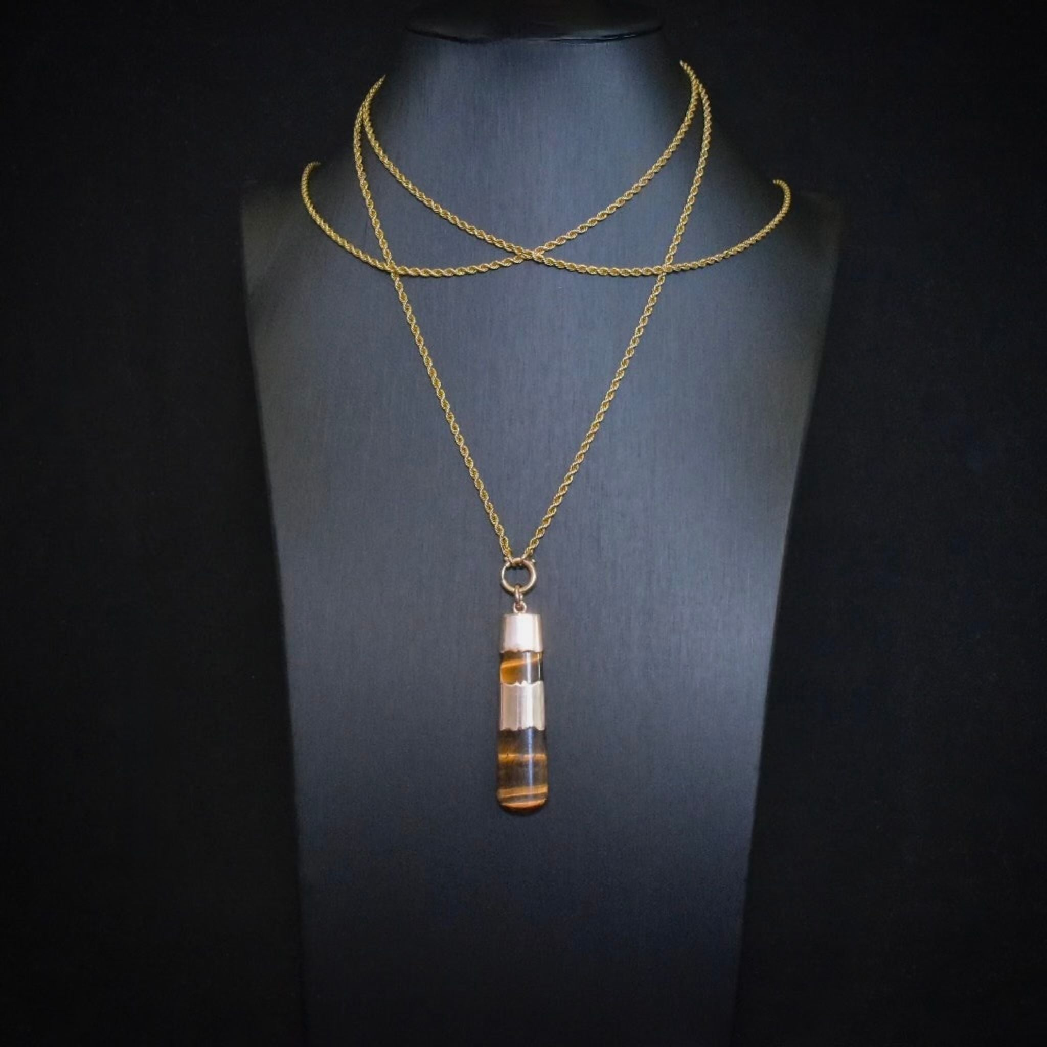 Antique Australian 9ct Rose Gold And Tiger Eye Fob Pendant Circa 1900-1915
