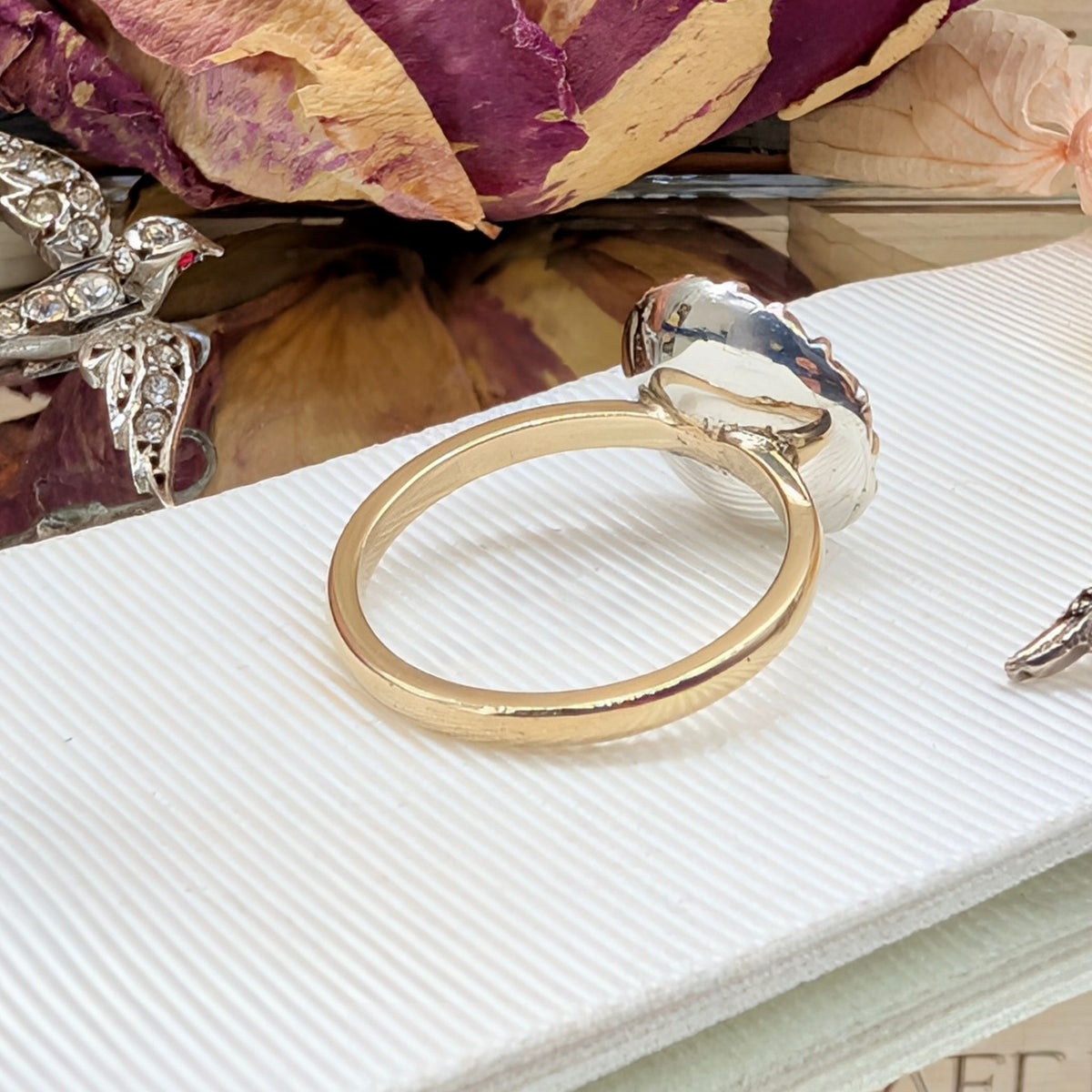 Antique Georgian 9ct Gold And Silver Black Dot Paste Flower Ring Circa 1800