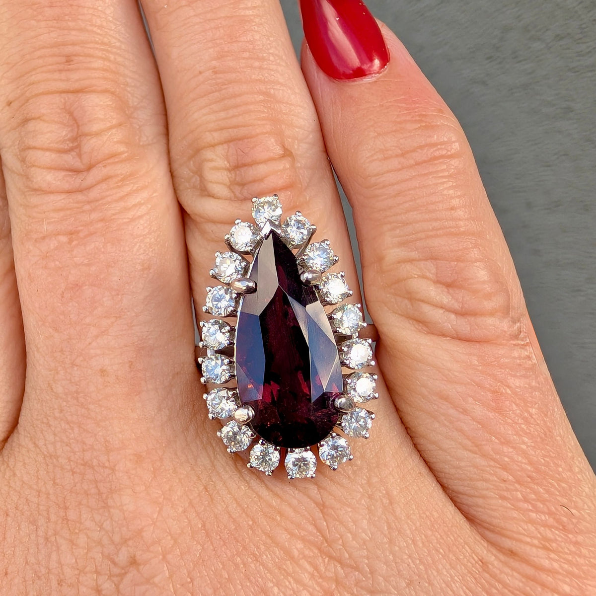 Spectacular 14ct White Gold 7.50ct Tourmaline & 1.80ct Diamond Halo Statement Ring Complete With An Independent Gemmological Valuation for $17,500 AUD