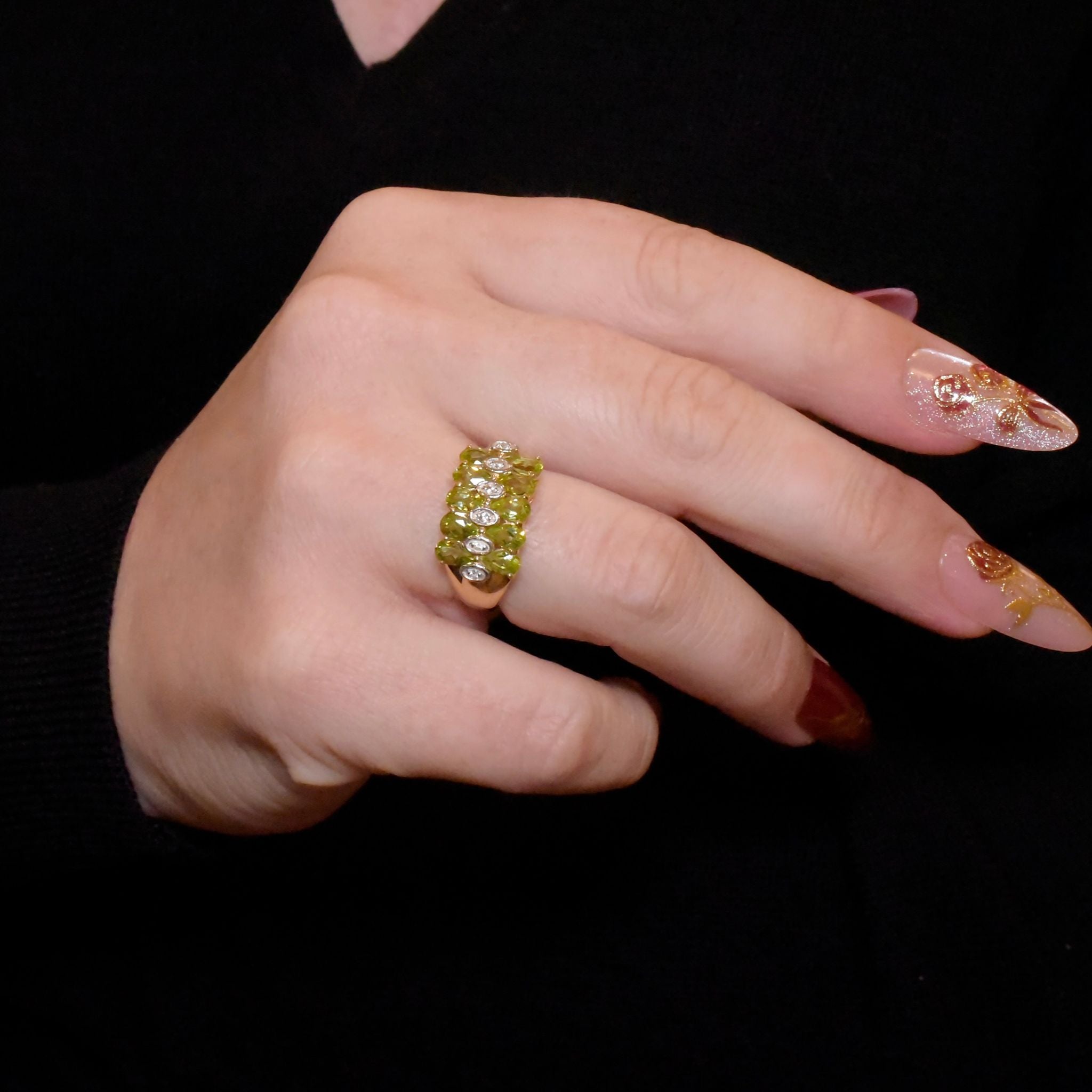 Stunning 9ct Yellow Gold Peridot And Diamond Ring - Birmingham 2006