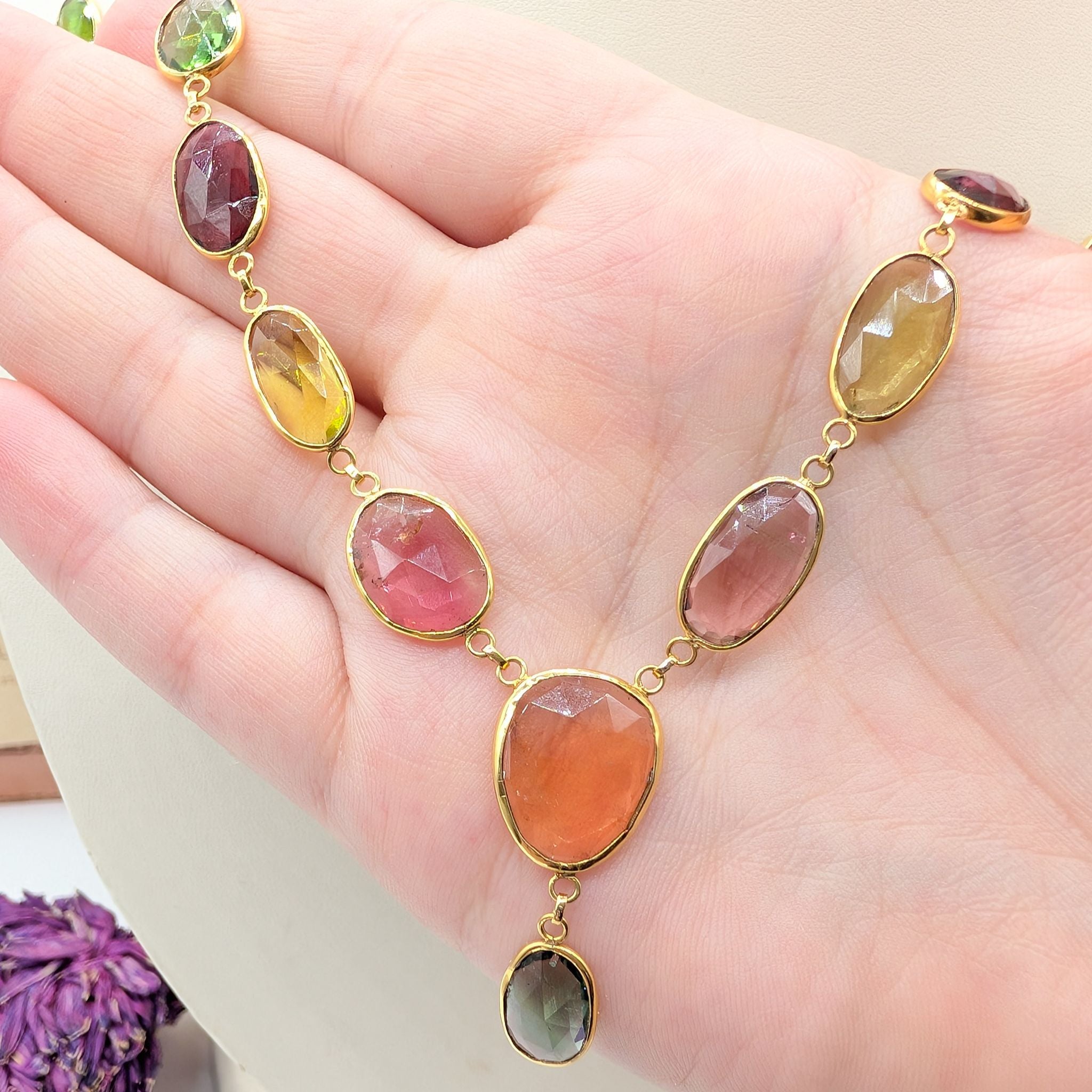 Magnificent Contemporary 18ct Yellow Gold Multi-Tourmaline Necklace Complete With An Independent Gemmological Valuation of $21,000 AUD 
