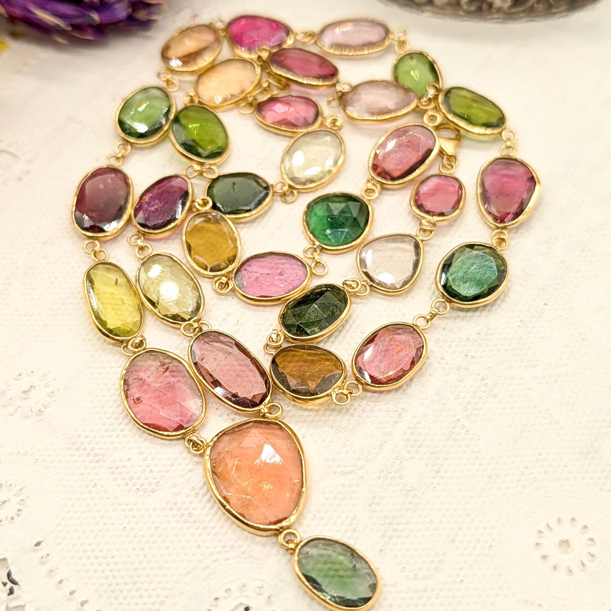 Magnificent Contemporary 18ct Yellow Gold Multi-Tourmaline Necklace Complete With An Independent Gemmological Valuation of $21,000 AUD 