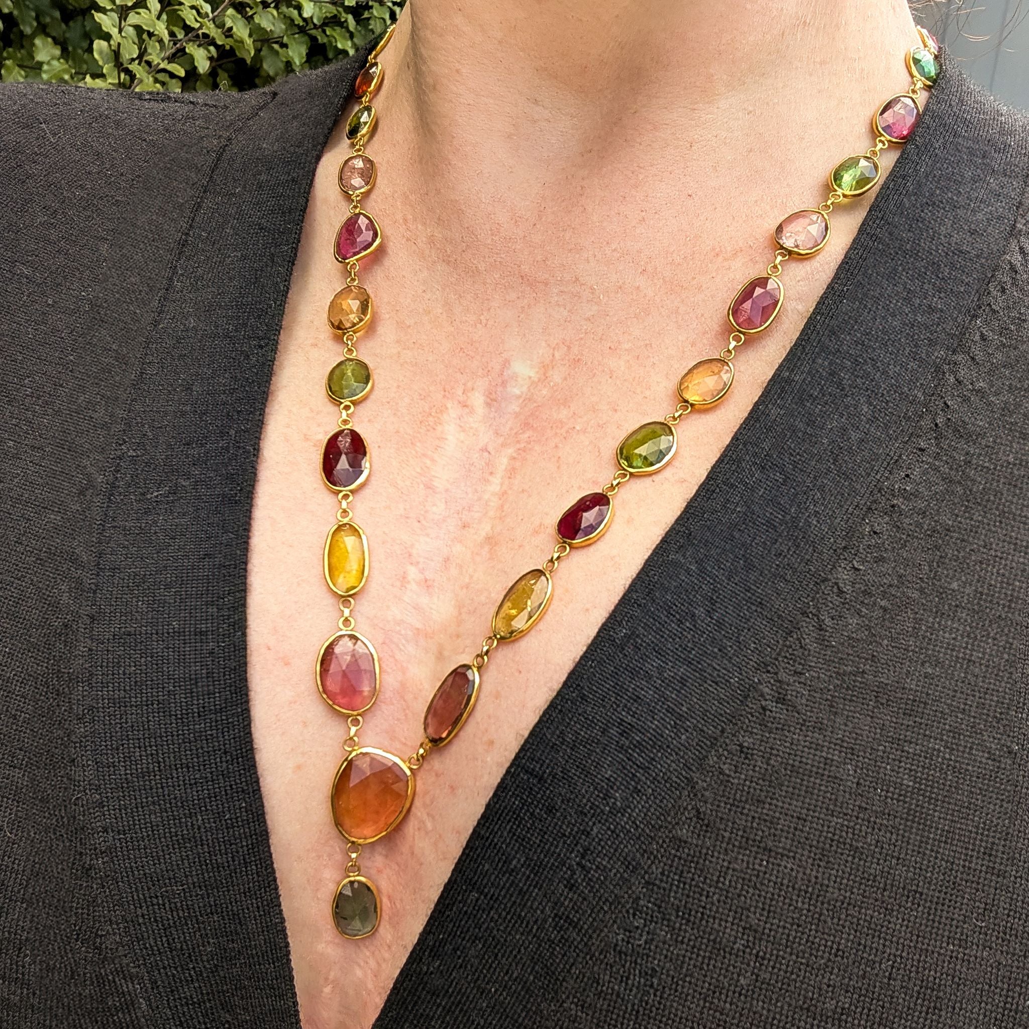 Magnificent Contemporary 18ct Yellow Gold Multi-Tourmaline Necklace Complete With An Independent Gemmological Valuation of $21,000 AUD 