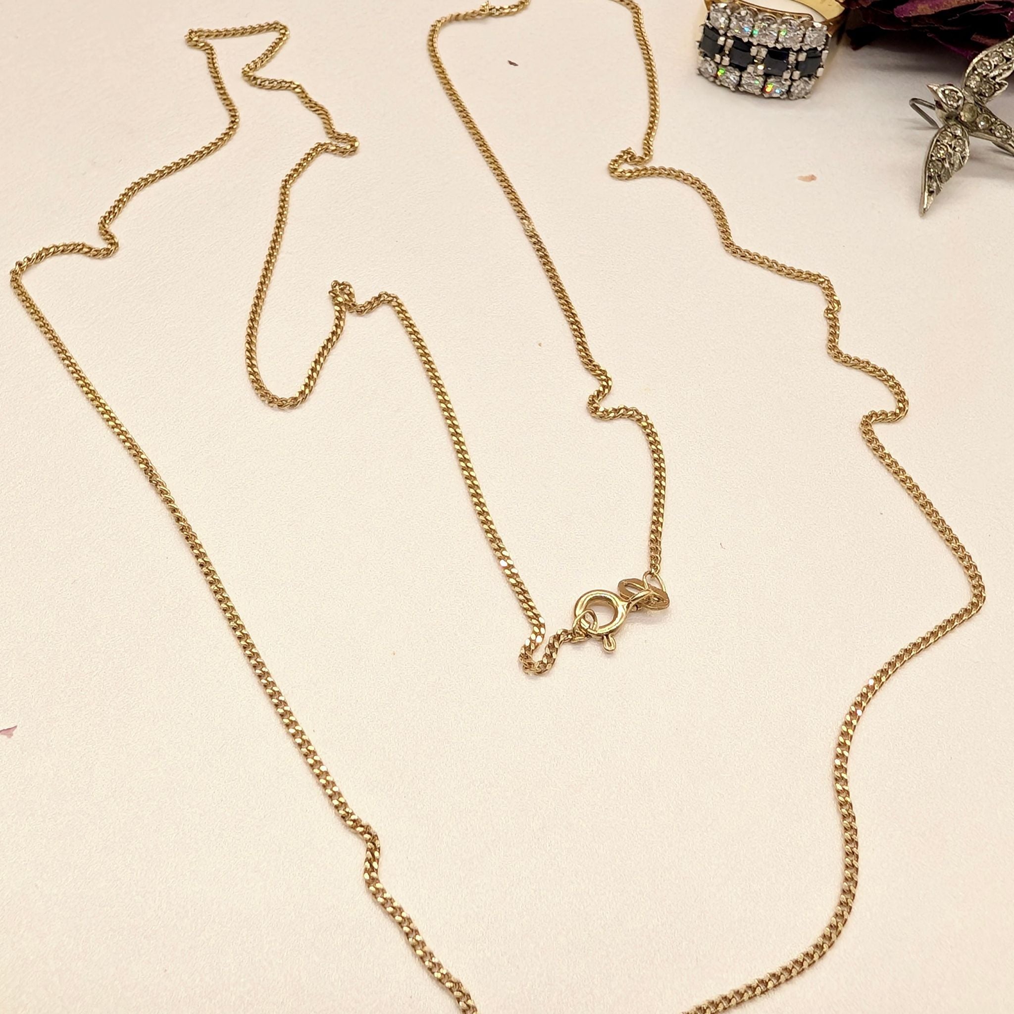 Modern 9ct Yellow Gold Flat Curblink Chain - 70cm