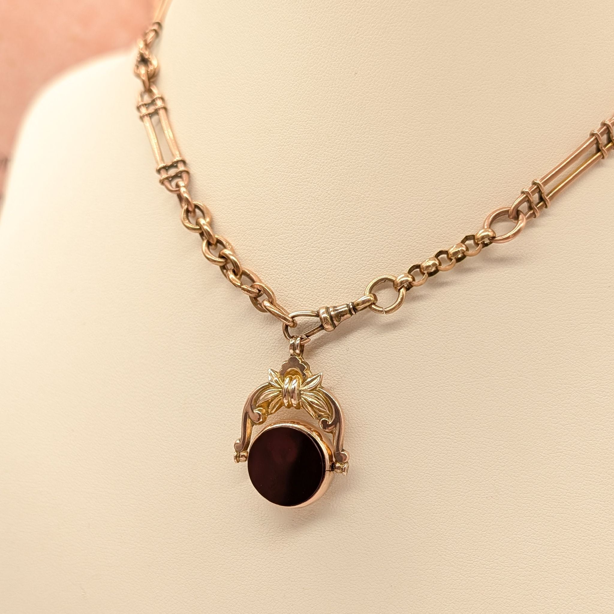 Antique 9ct Rose Gold Bloodstone And Carnelian ‘Spinner’ Fob -  Chester 1895 