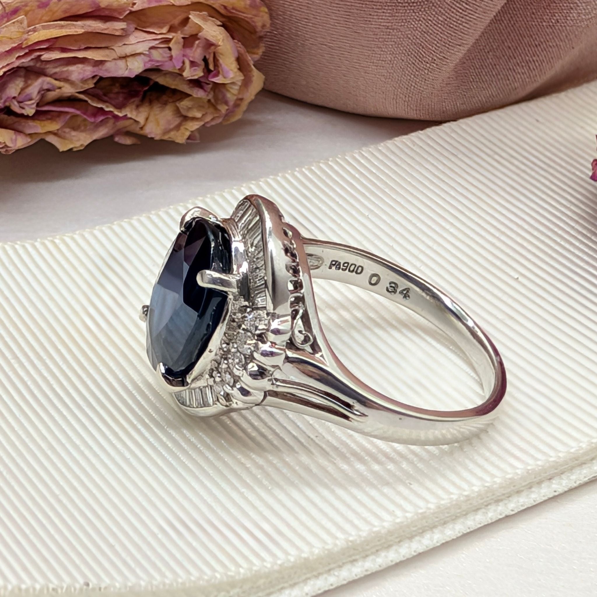 Exquisite Platinum & 14ct White Gold 5.22ct Natural Sapphire & Diamond Halo Ring Complete With An Independent Gemmological Valuation For $11,377 AUD
