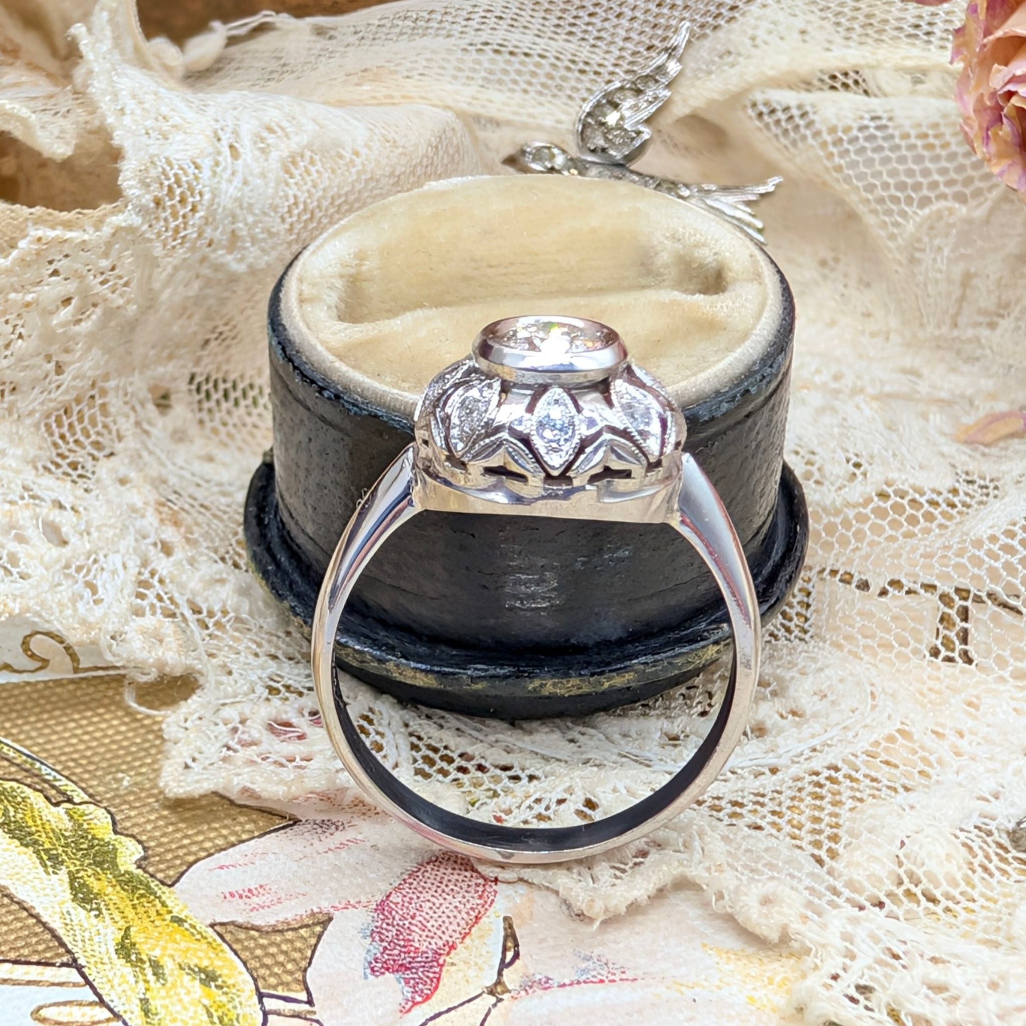 Gorgeous Vintage 18ct White Gold Diamond Rosette Style Cluster Ring With An Independent Gemmological Valuation for $5,620 AUD