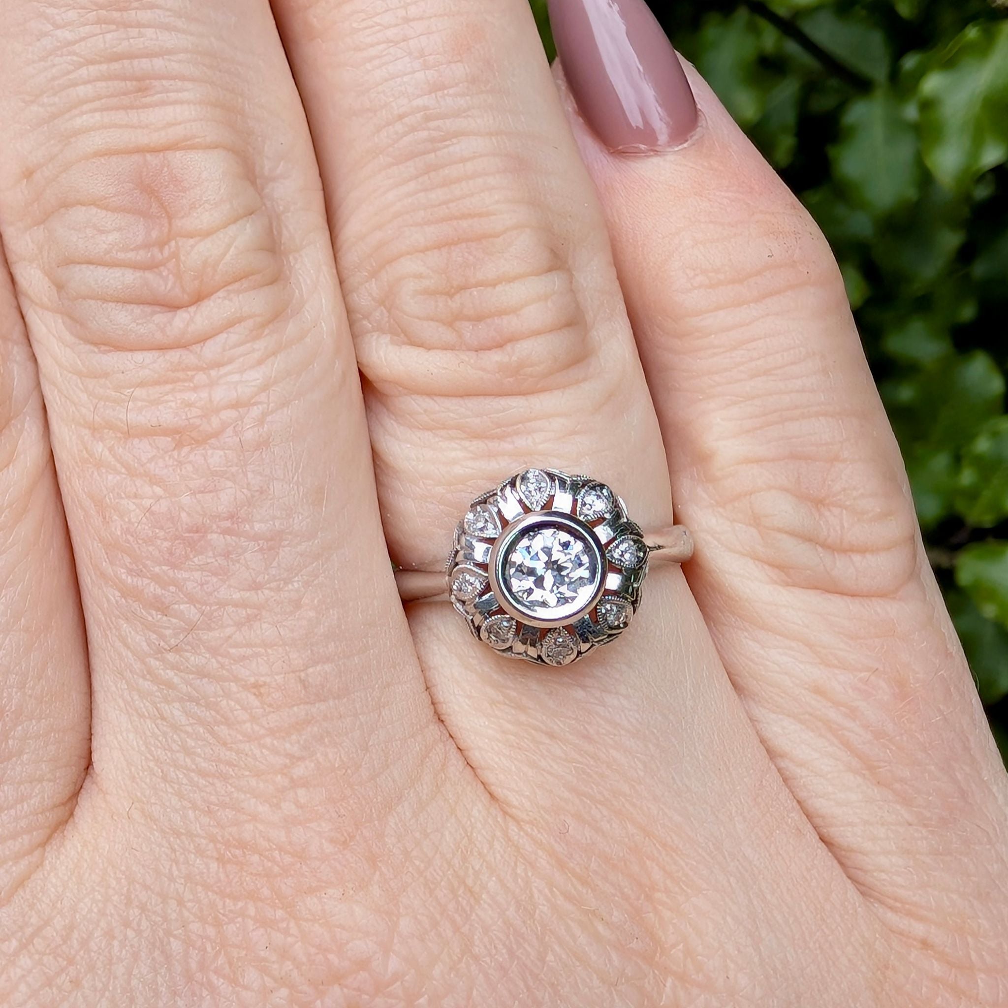 Gorgeous Vintage 18ct White Gold Diamond Rosette Style Cluster Ring With An Independent Gemmological Valuation for $5,620 AUD
