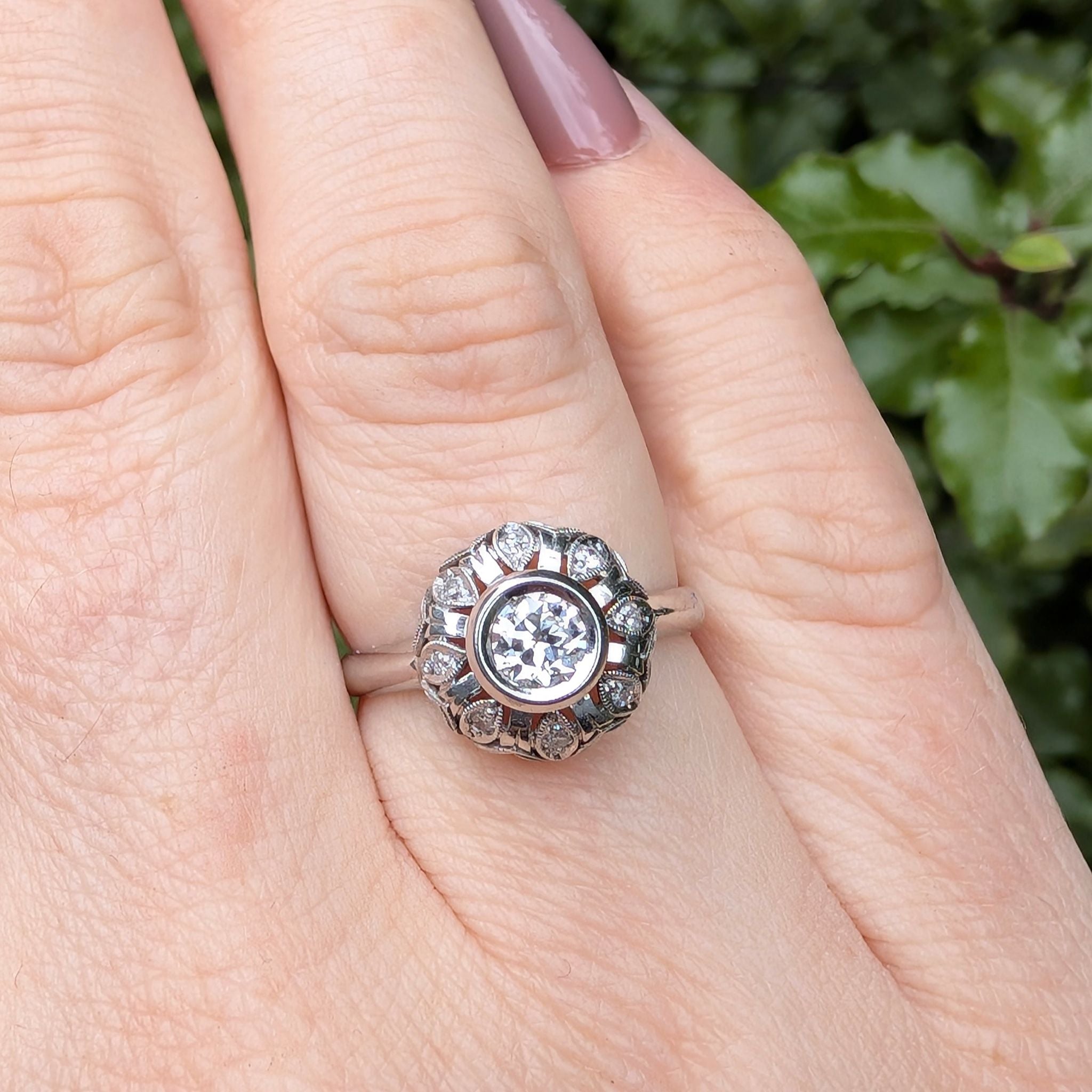Gorgeous Vintage 18ct White Gold Diamond Rosette Style Cluster Ring With An Independent Gemmological Valuation for $5,620 AUD
