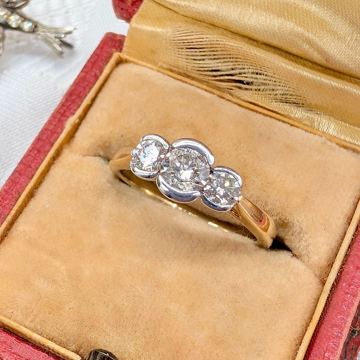 Modern 9ct Yellow Gold And Diamond Trilogy Ring 0.75ct Independent Gemmological Valuation Included In Purchase Dated 2023 $4500.00 AUD