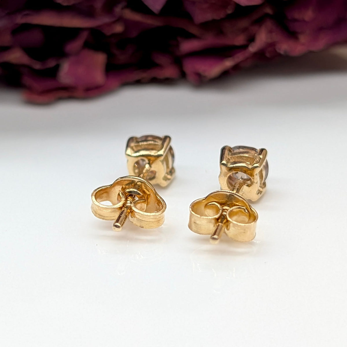 Stunning 9ct and 18ct Yellow Gold Champagne Diamond Earrings TDW 0.74CT