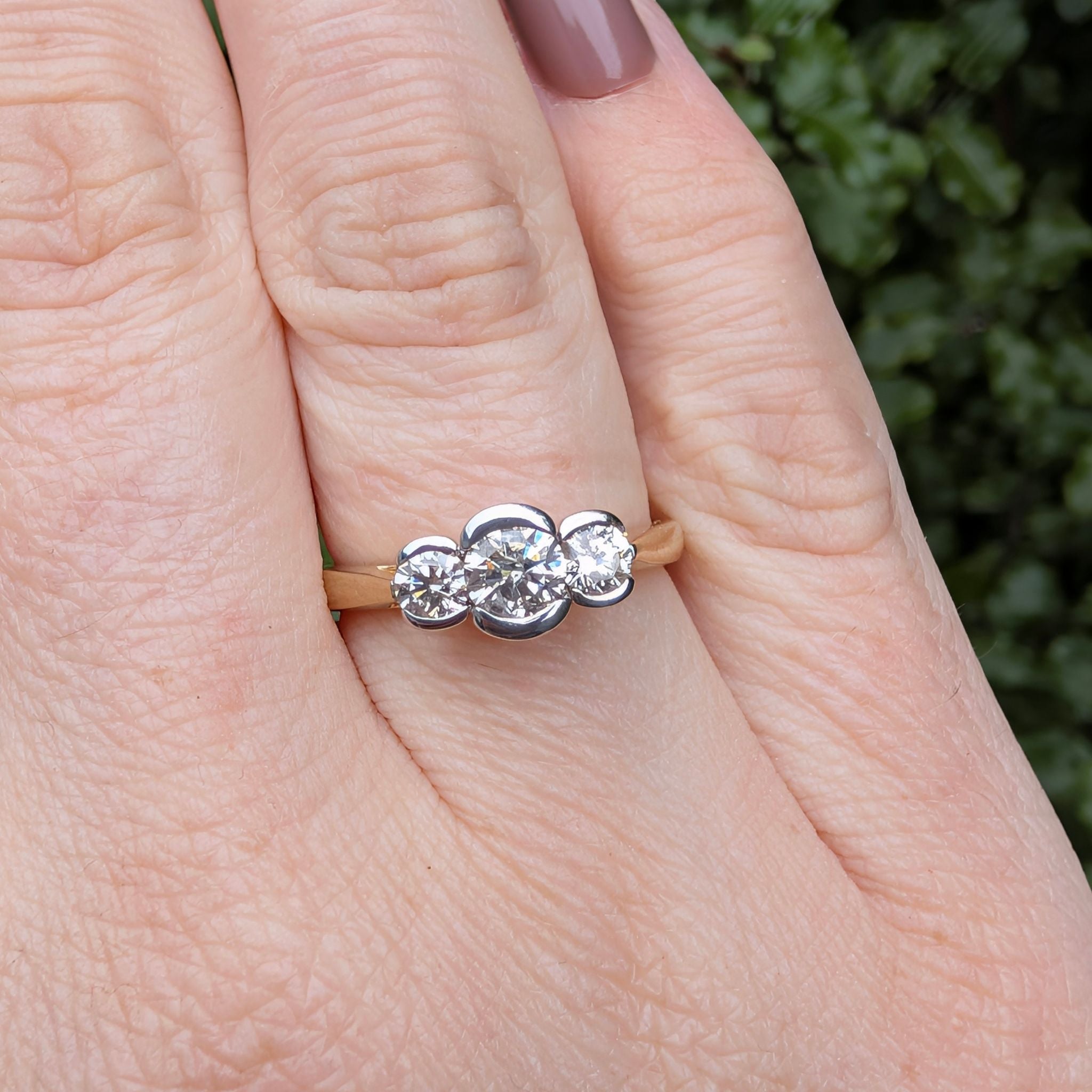 Modern 9ct Yellow Gold And Diamond Trilogy Ring 0.75ct Independent Gemmological Valuation Included In Purchase Dated 2023 $4500.00 AUD