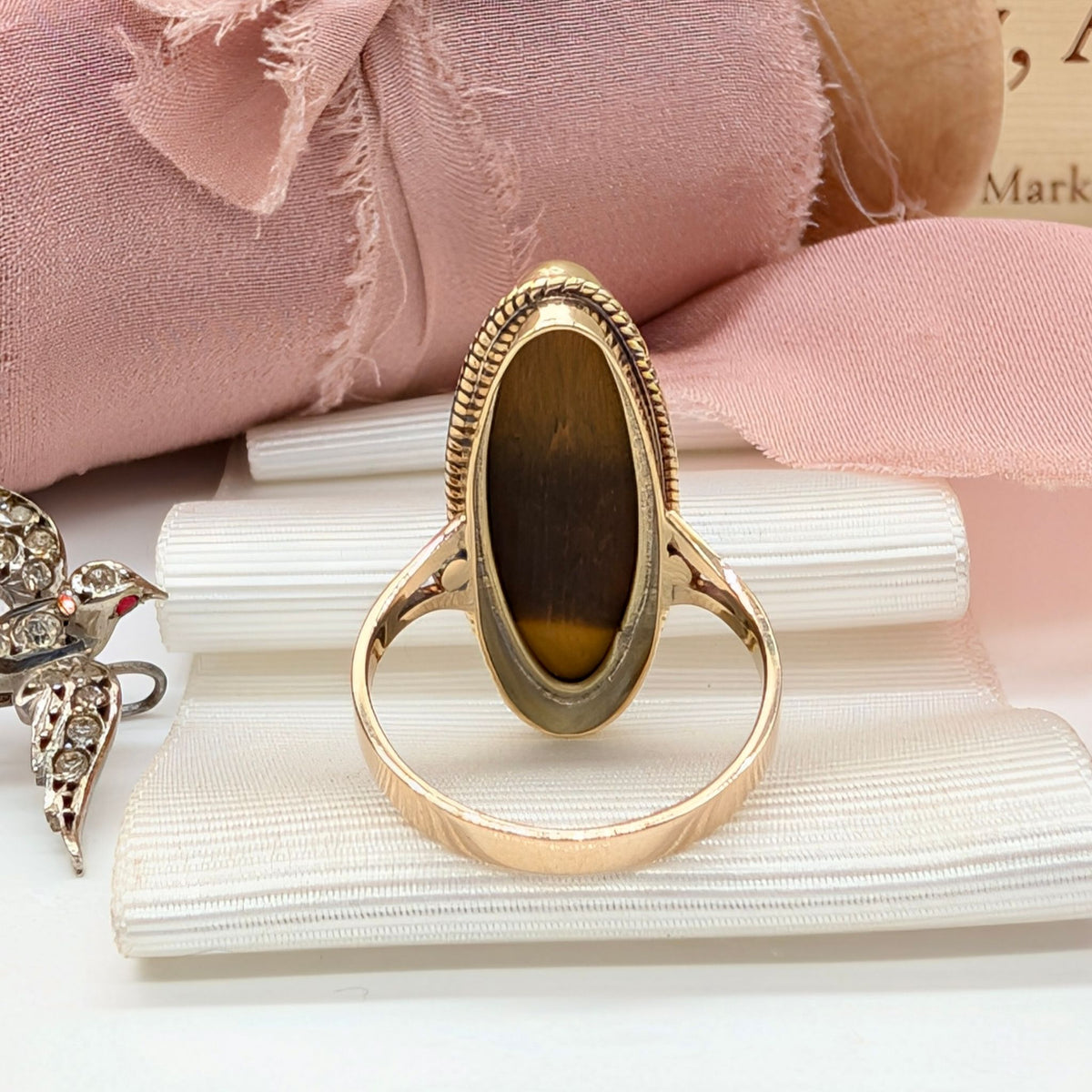 Vintage 9ct Yellow Gold Tiger Eye Ring
