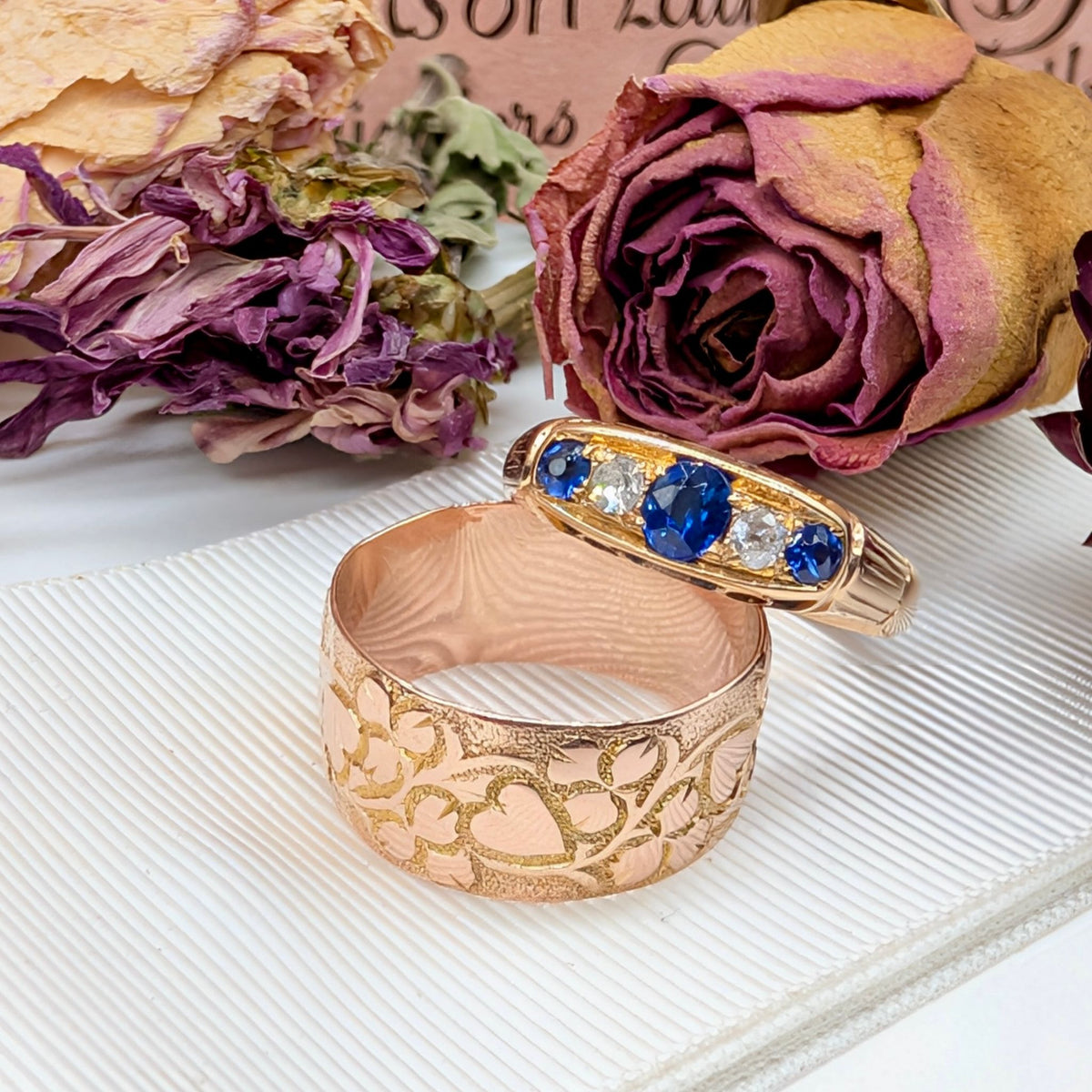 Gorgeous Antique Edwardian Wide 9ct Rose Gold ‘Heart’ Ring By Coley Brothers - Birmingham 1906