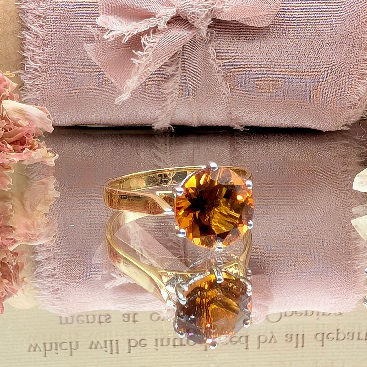 Stunning Contemporary 18ct Yellow And White Gold Orange Zircon 3.46ct Ring Complete With Retail Replacement Valuation for $4100 AUD
