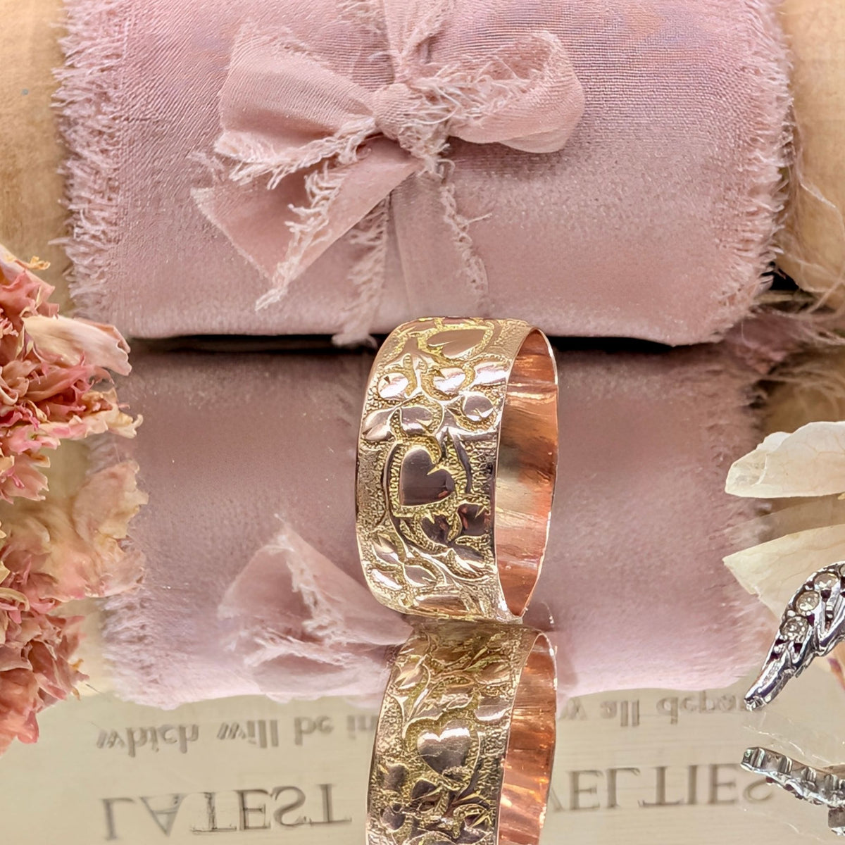 Gorgeous Antique Edwardian Wide 9ct Rose Gold ‘Heart’ Ring By Coley Brothers - Birmingham 1906