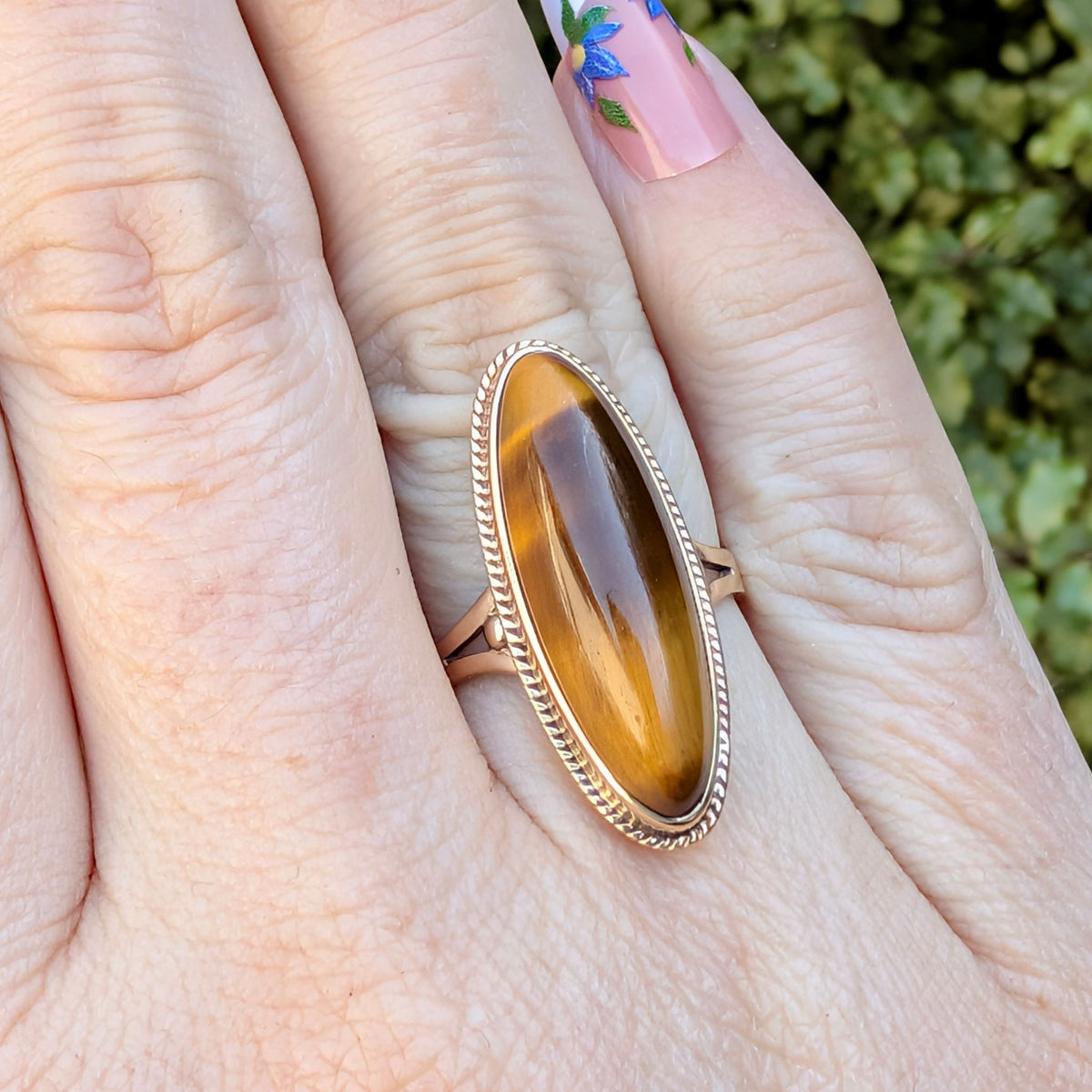 Vintage 9ct Yellow Gold Tiger Eye Ring