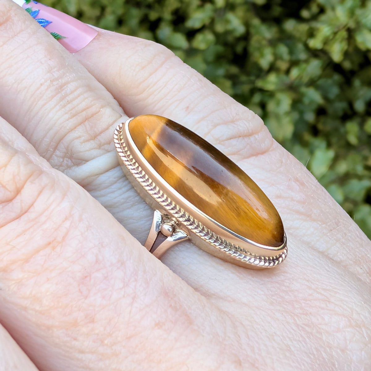 Vintage 9ct Yellow Gold Tiger Eye Ring