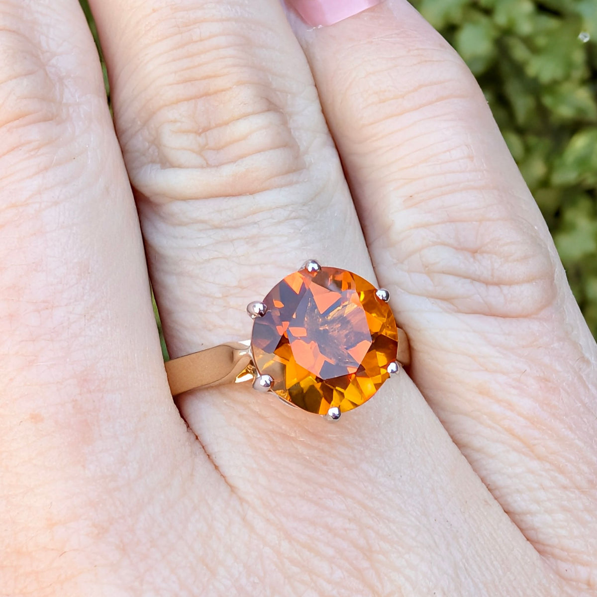 Stunning Contemporary 18ct Yellow And White Gold Orange Zircon 3.46ct Ring Complete With Retail Replacement Valuation for $4100 AUD