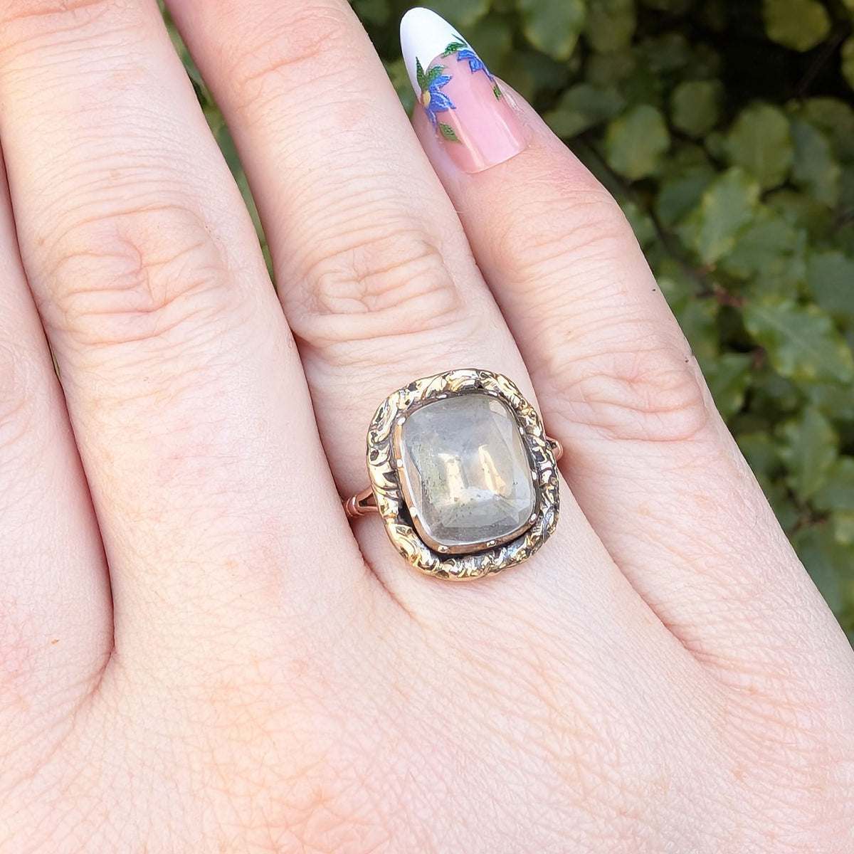 Antique Georgian 9ct Rock Crystal Conversion Ring Circa 1800
