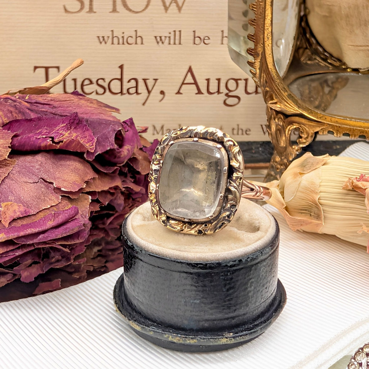 Antique Georgian 9ct Rock Crystal Conversion Ring Circa 1800