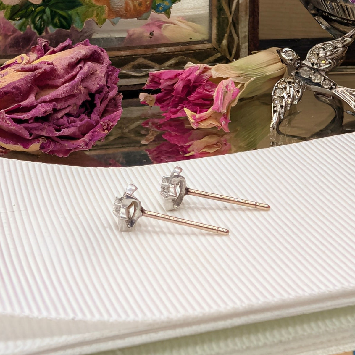 Contemporary 9ct White, Yellow & Rose Gold Diamond Daisy Stud Earrings 
