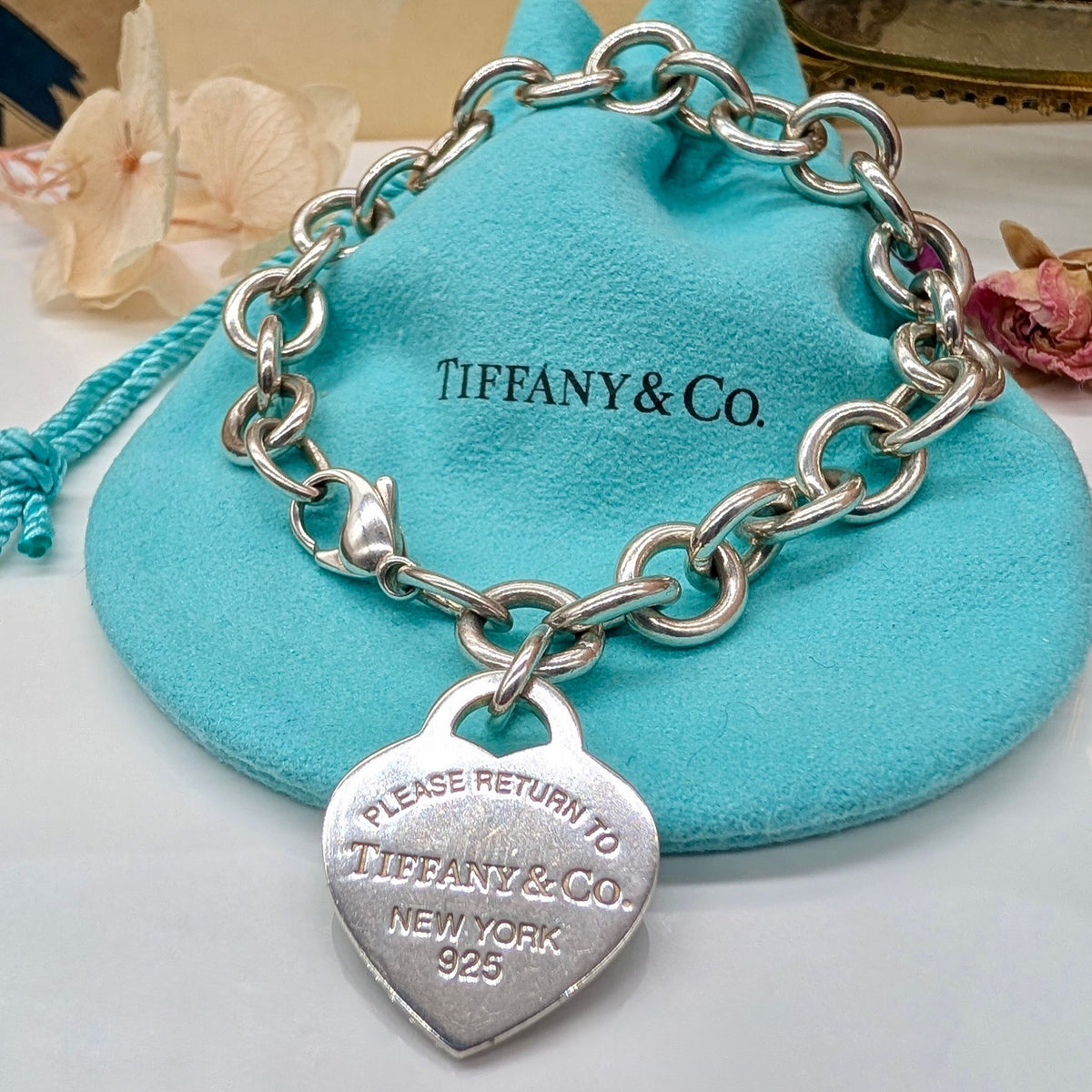 Contemporary Tiffany & Co. “Return to Tiffany” Sterling Silver Heart Tag Bracelet  Complete With Original Pouch