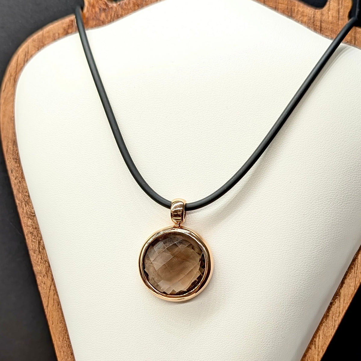 Contemporary 14ct and 18ct Rose Gold Smoky Quartz Pendant Necklace