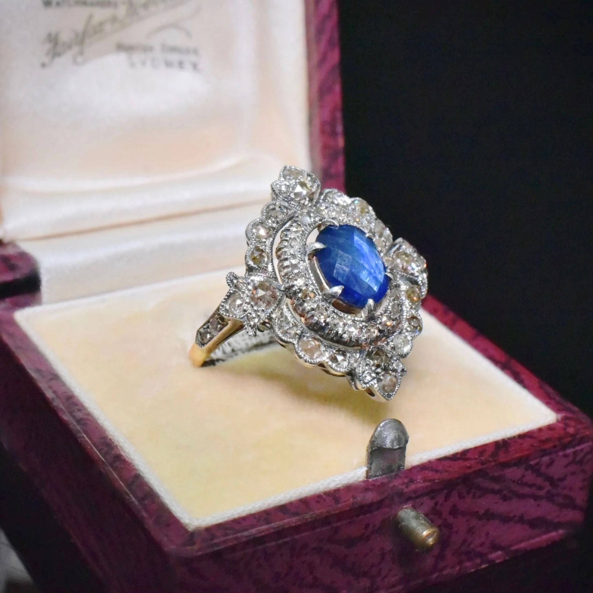 Superb 18ct Gold And Silver Sapphire And Diamond ‘Antique Style’ Ring