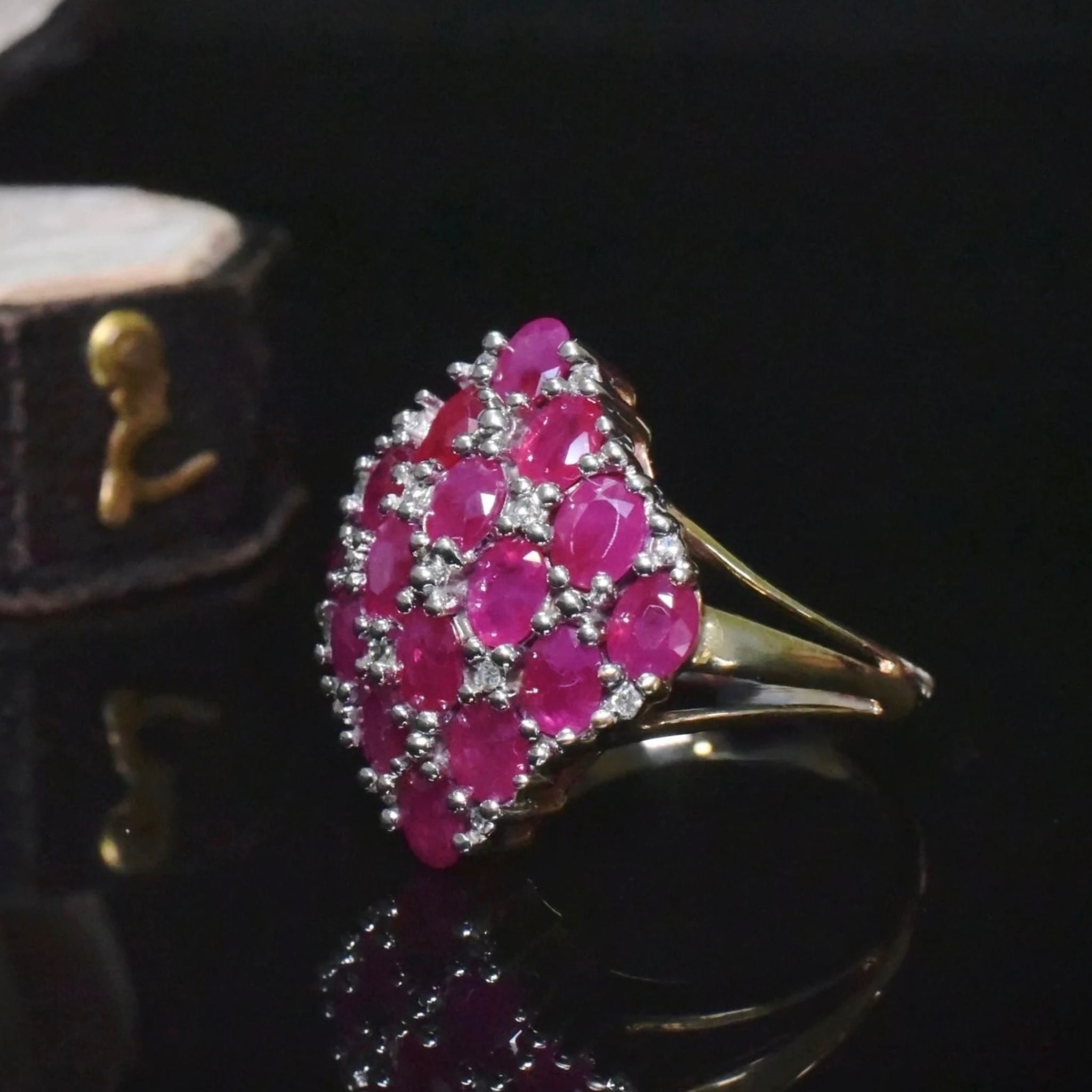 Contemporary 9ct Yellow Gold Ruby And Diamond Ring - Birmingham 2008