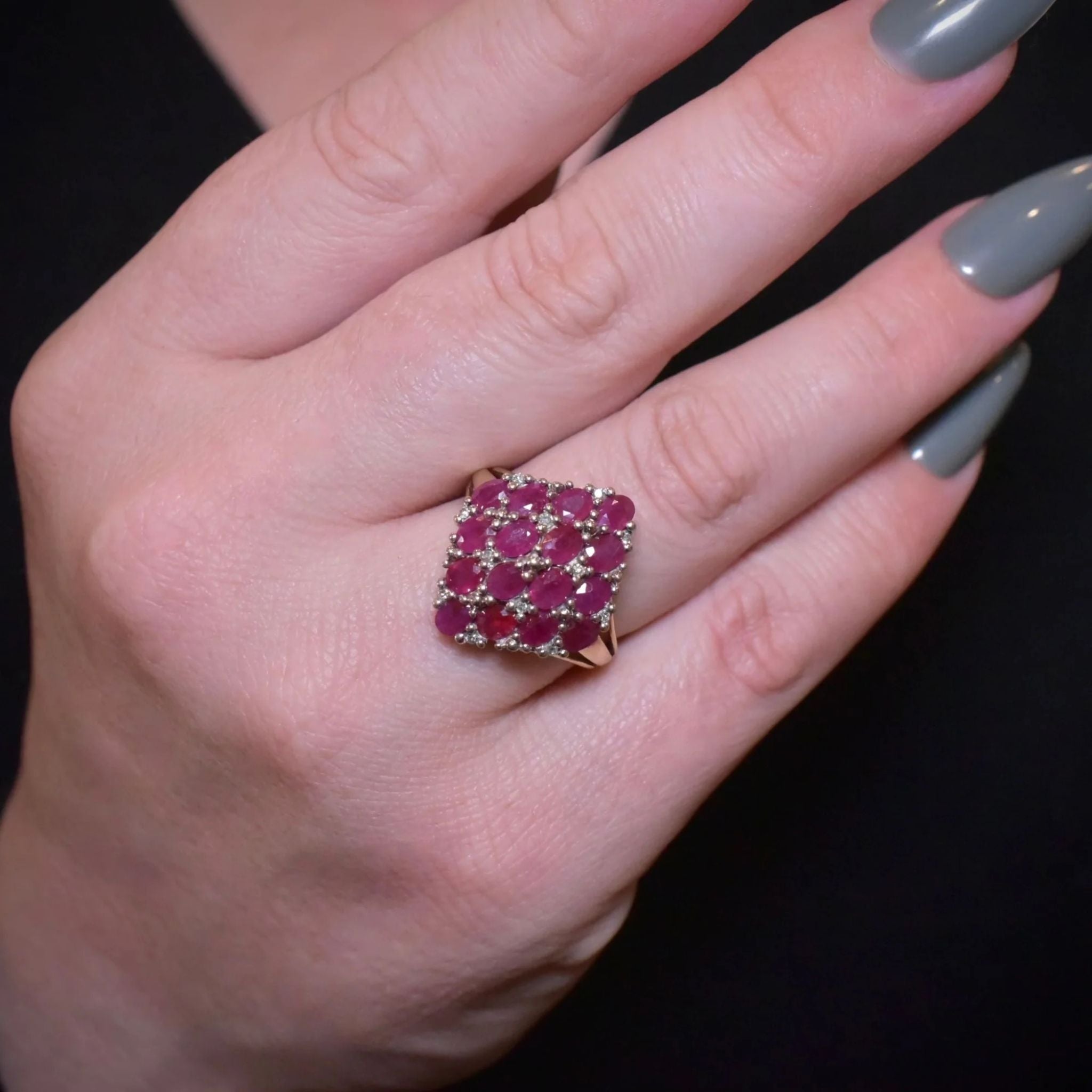 Contemporary 9ct Yellow Gold Ruby And Diamond Ring - Birmingham 2008