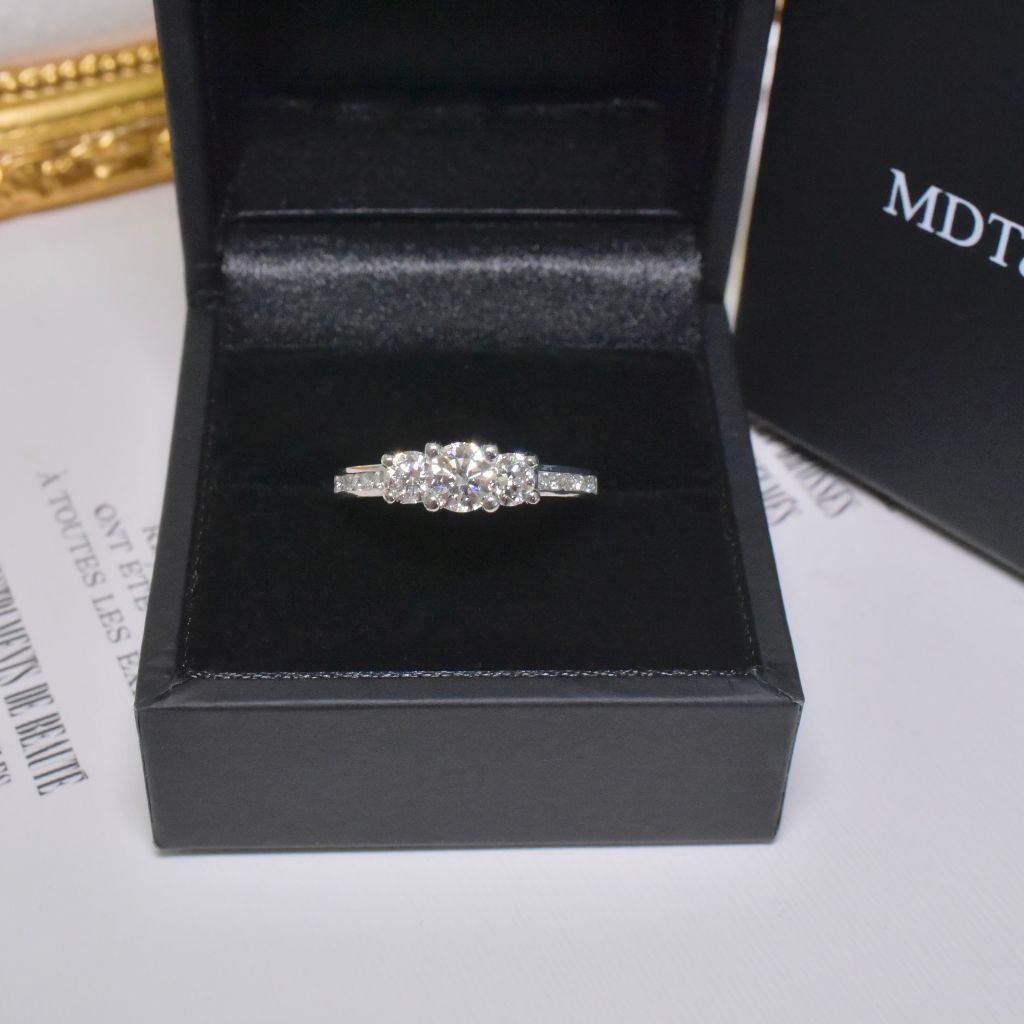 Contemporary Hand Crafted Solid Platinum And Three Diamond Ring 1.19ct Included In Purchase - Statement of Replacement Cost from MDT design (Maker) For $11,550 and GIA report