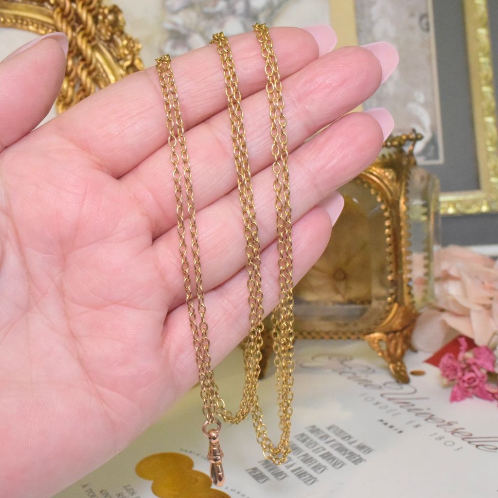 Antique Victorian 9ct Rosy/Yellow Gold Long Guard/Muff Chain - Circa 1890-1900